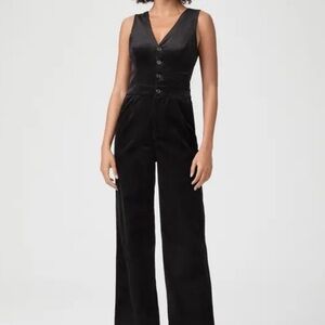PAIGE Denia velvet corduroy Jumpsuit Sleeveless Wide Leg Black Size 10 NWT